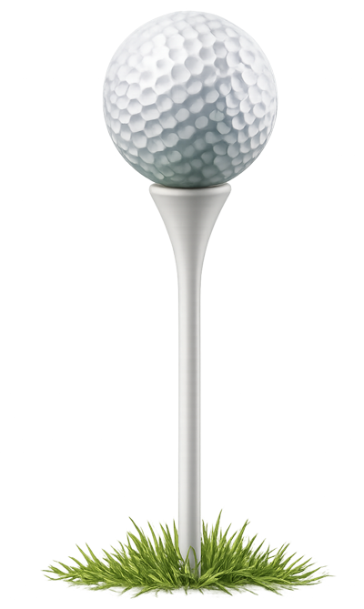 Golfball auf Tee als grafisches Gestaltungselement der Rotary Golf Charity 2026