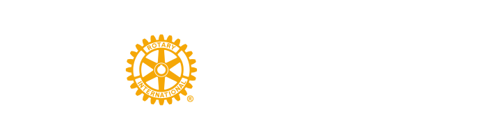 Weiße Negativversion des Rotary Golf Charity 2026 Logos